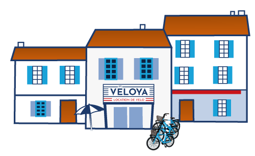 Dessin de la boutique Véloya sur l'Île d'Yeu
